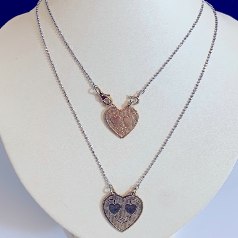 GAS Bijoux Silver Double Heart Charm Necklace.